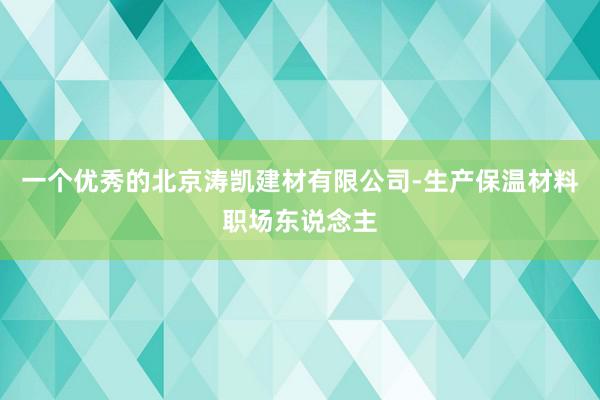 一个优秀的北京涛凯建材有限公司-生产保温材料职场东说念主