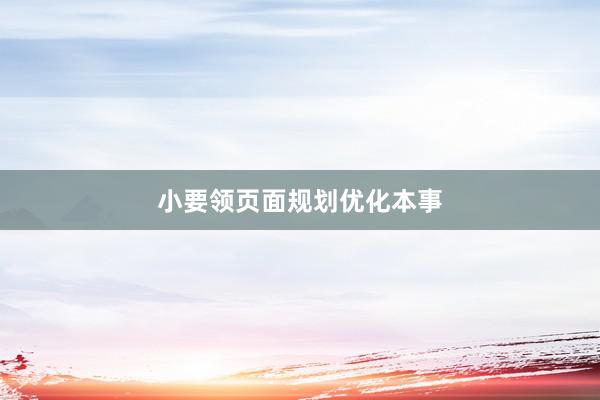小要领页面规划优化本事