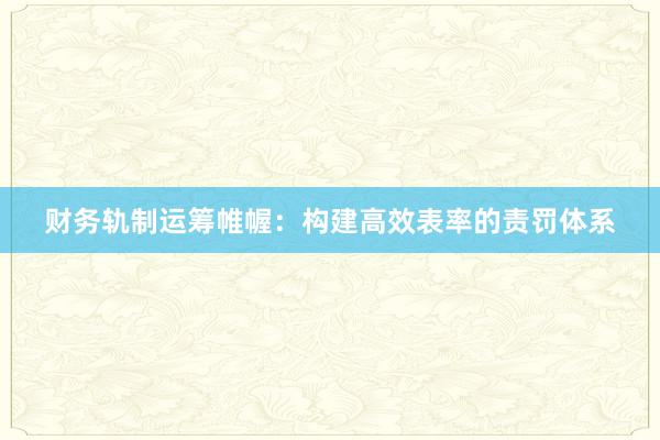 财务轨制运筹帷幄：构建高效表率的责罚体系